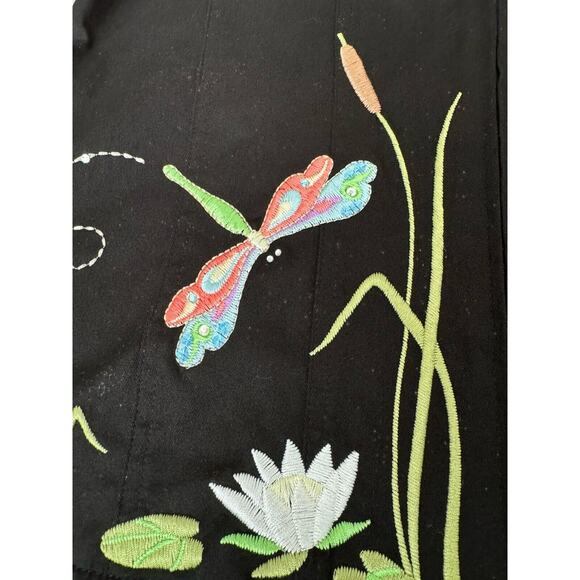 Quaker Factory Women's Jacket Size XS Black Cotton Embroidered Dragonflies NWT - Picture 8 of 16